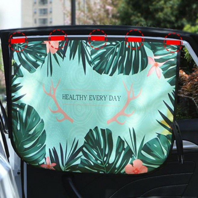 차량자석커튼 차커텐 차박햇빛가리개 차박가림막 자석햇빛가리개, 선인장, 1개