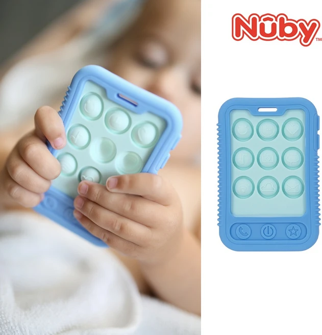 누비 푸쉬팝 핸드폰 치발기-블루, 단품, 블루, 1개 - 쿠팡