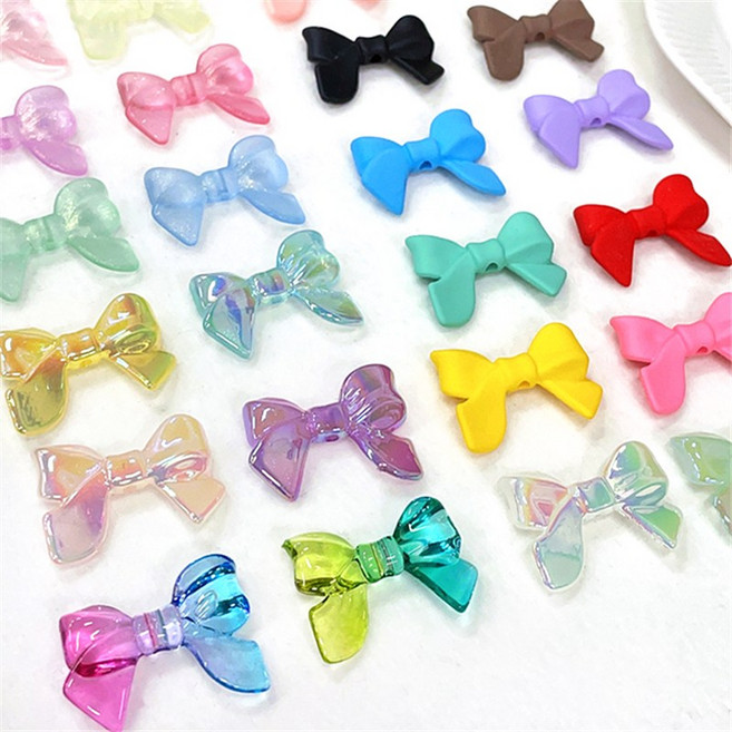 (3개입)언발 리본 보타이 모양비즈재료모음, (C69)UV젤리펄, 보라(3개입), 1개