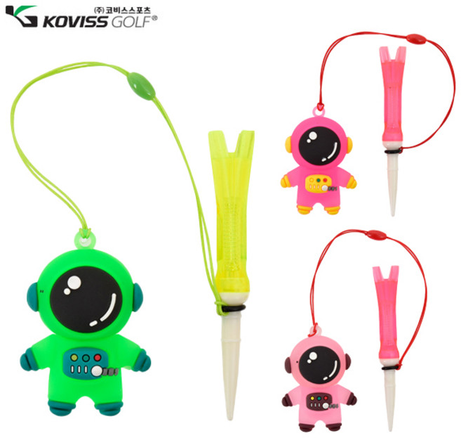 LED 발광 우주인 스프링 골프티, 코비스 우주인 티꽂이=핑크-롱롱티, 1개