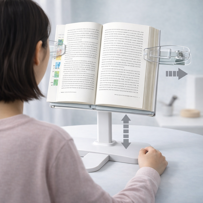 퓨어센스 책받침대 높이조절 휴대용 거치대 스탠드 독서대, 화이트