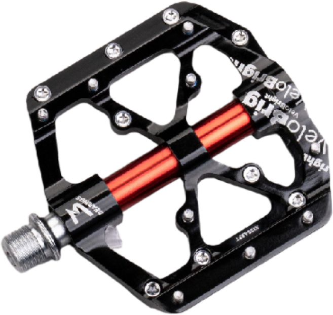 벨로브라이트 X12 고급 자전거 평페달, 1세트, 블랙/레드