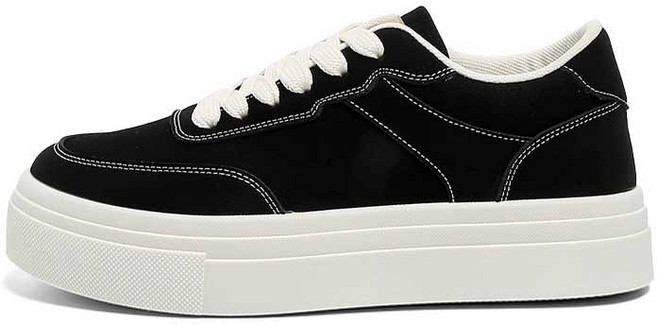 Sunsdew 통굽 키높이7cm 블랙 슬립온 남성 캐주얼 스니커즈