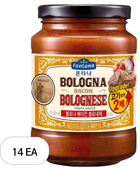폰타나 볼로냐 베이컨 볼로네제 파스타 소스, 430g, 14개