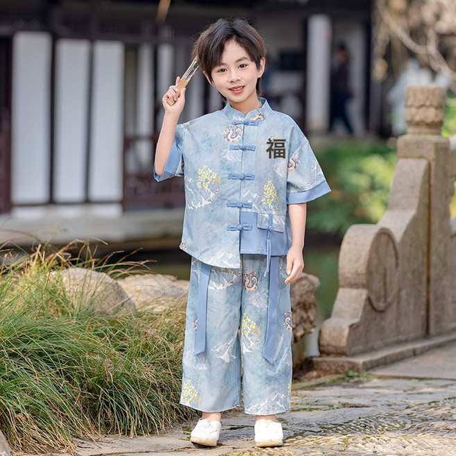 DFMEI 女童旗袍裙兒童新中式漢服夏季中國風唐裝男女童古裝古風演出服潮