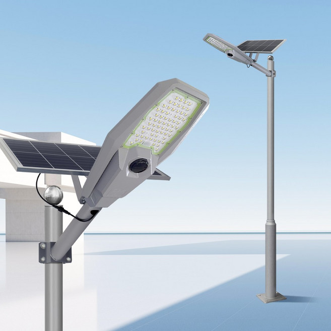 나눔조명 태양광 센서등 태양열 가로등 헤드 LED 조명 외등 보안등 사각 투광기 300W (그레이-무광) 3M, 태양광 펜텀프로 PS300+기둥 (그레이-무광) 3M