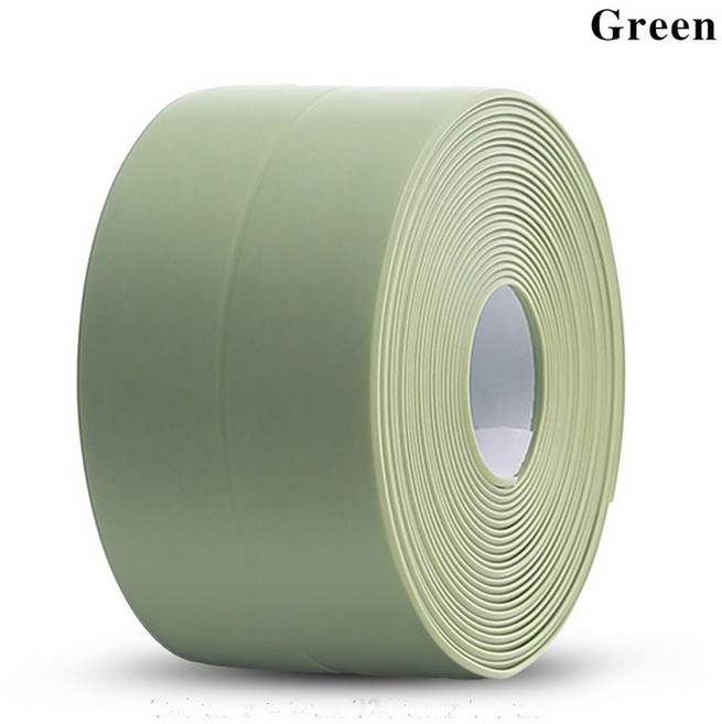 욕실 씰링 테이프 스트립 PVC 자체 접착 방수 벽 스티커 주방 씰 코크 싱크대 곰팡이 방지, green tape, 320cm x 2 2cm
