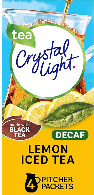 크리스탈 라이트 무설탕 디카페인 레몬 아이스티 천연 맛 가루 음료 믹스 4캔 피처 패킷, Crystal Light 아이스티 에이드 원액 분말 가
