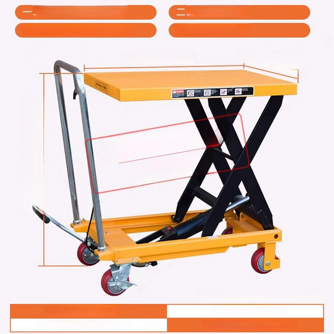 수동 유압식 리프트카트 상하차 운반 대차 이동식, 1개, 300kg 0.9m 상판815 x 500
