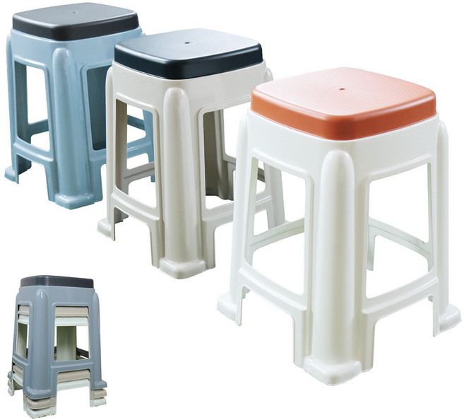 [아리노] 플라스틱의자 2개/4개 사각의자 야외의자 행사 편의점 포장마차 간이 보조의자, 스카이블루, 4개