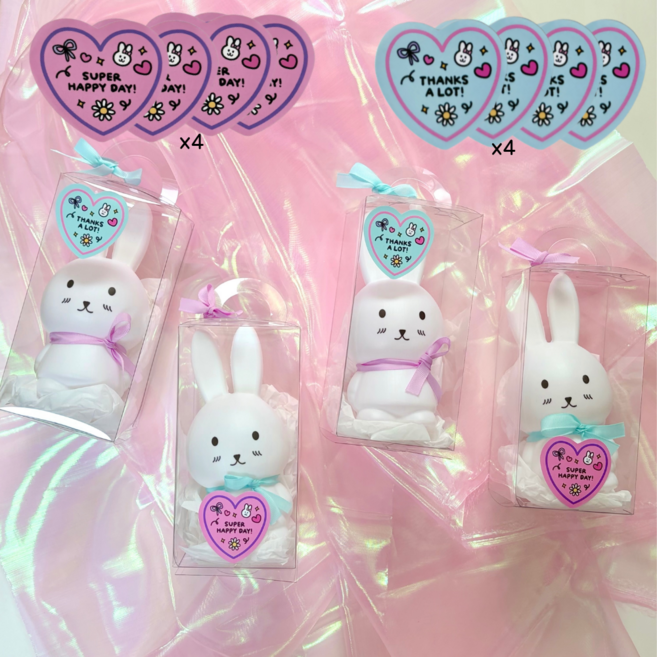 어린이집 유치원 생일 답례품 구디백 토끼 저금통4 + 스티커8, 4개, 단일