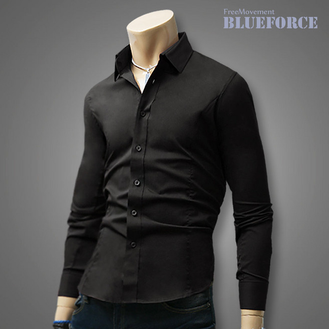 블루포스 리노스 남자 스판 남방 겨울 긴팔 무지 링클프리 구김없는 남성 셔츠 [국내생산]