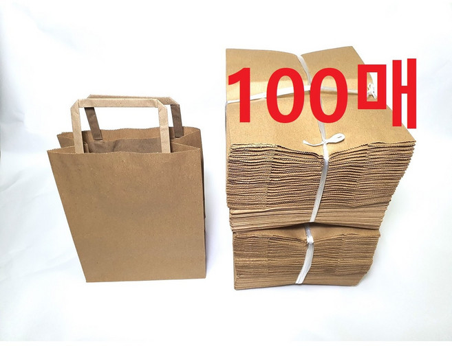 모아요플러스 종이쇼핑백 100매, 와이드(도시락)쇼핑백
