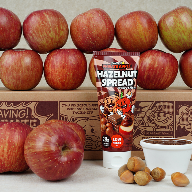 사과일병구하기 GAP 인증 못난이 사과 3kg + 땅콩버터/헤이즐넛스프레드 160g, 1개, 못난이 사과 3kg+헤이즐넛 스프레드 160g