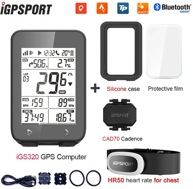 IGPSPORT iGS320 TYPE-C Blu5.0 ANT+ 긴 배터리 2.4인치 야외 Gps 자전거 컴퓨터 네비게이션 추적 무선 속, 05 320 hr50 cad70