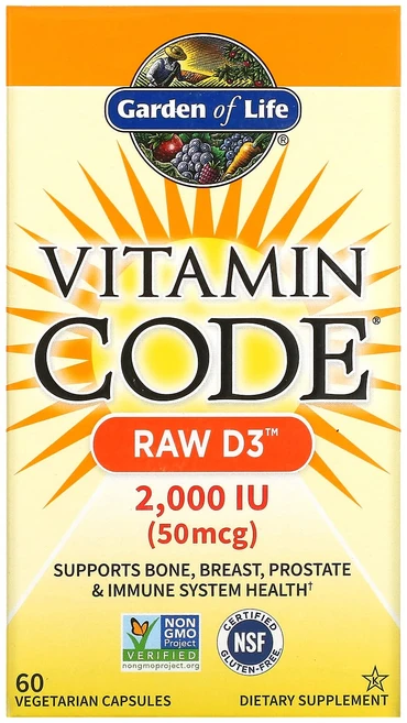 가든오브라이프 비타민D3 2000IU Garden of Life Vitamin Code Raw D3 2000IU 60정, 1개 - 쿠팡