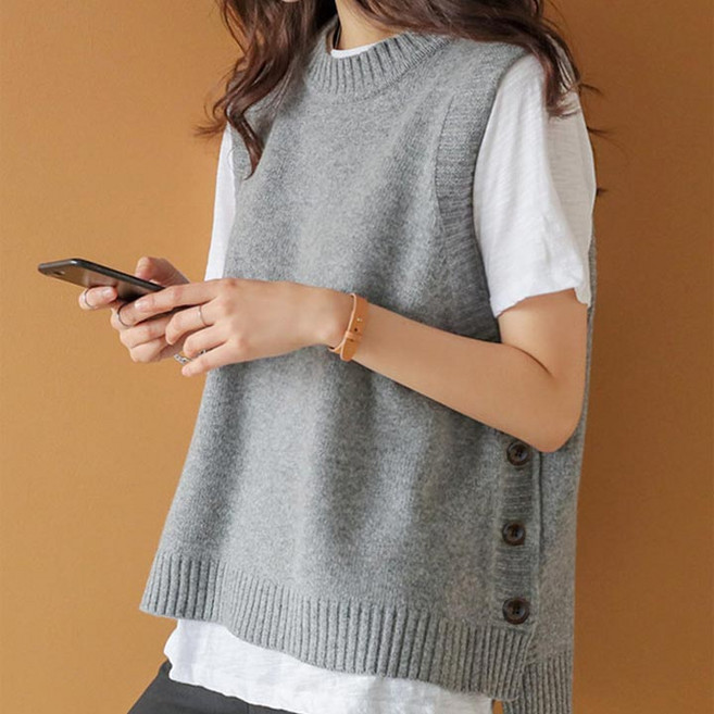 모던허니 니트베스트 여성조끼 기본니트 오피스룩 봄가을코디