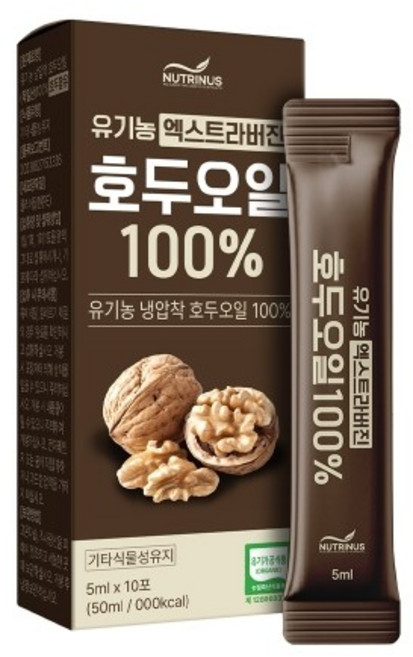 뉴트리너스 유기농 엑스트라버진 호두오일100% 5ml x 10포, 1개