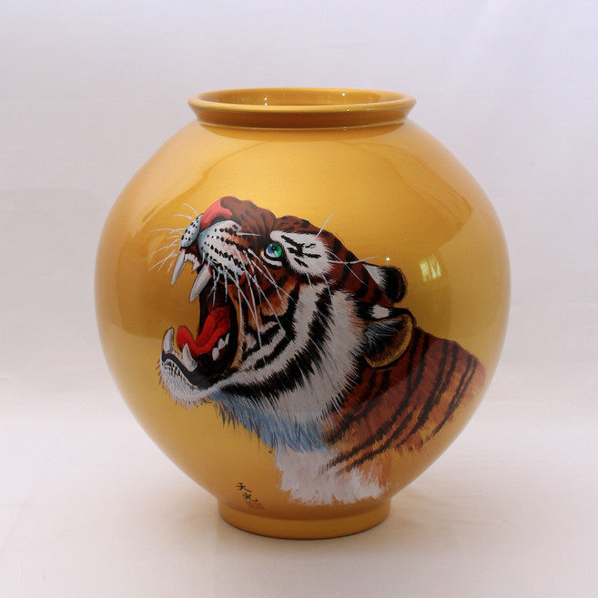 황금 달항아리 호랑이항아리 2 골드도자기 호랑이그림 행운의소품