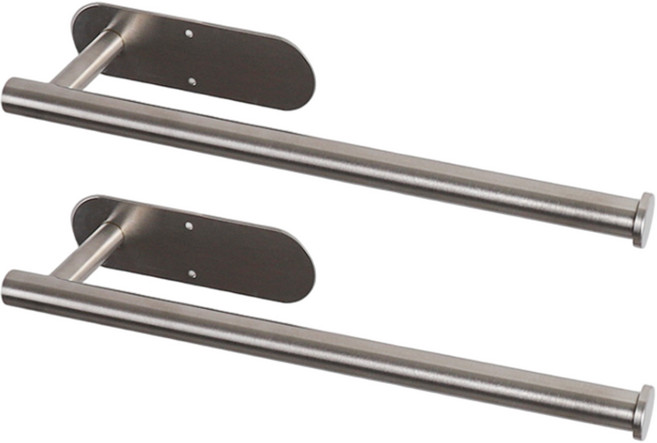 스마일굿즈 키친타올걸이 무타공 스텐304, 2개, 실버