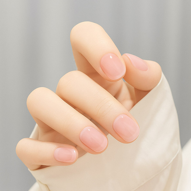 유행백서 짧은 손톱 붙이는 컬러 네일팁 라운드 숏타입 24pcs, 1개, ST109-쉬폰핑크