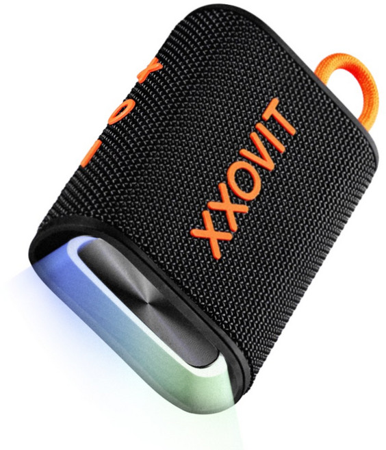 쏘빗 휴대용 미니 블루투스 스피커, XXOVIT-D1, 블랙 오렌지