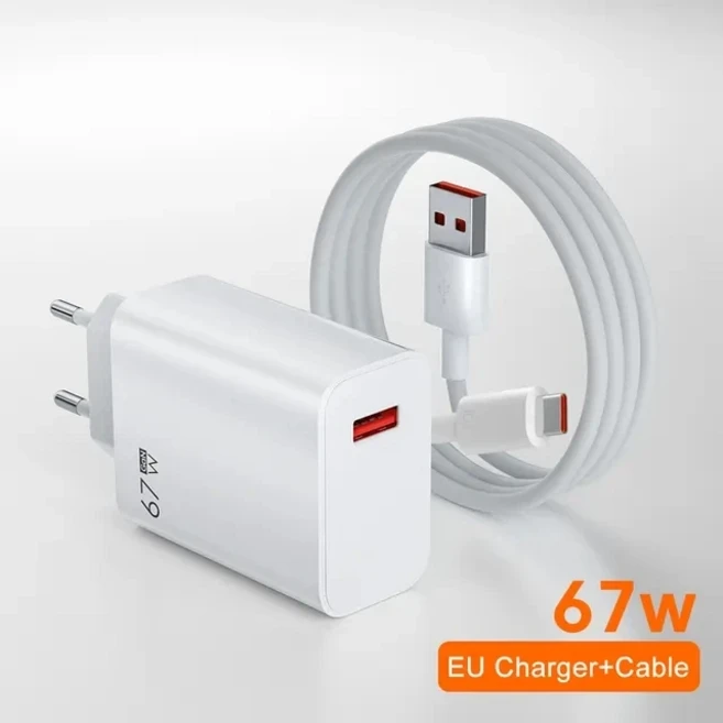 Xiaomi 67W USB 초고속 충전기 전원 어댑터 Mi 12 11 6A 유형 C 케이블 POCO X5 X4 Pro Redmi Note 9 10, 02 EU and 1M Cable