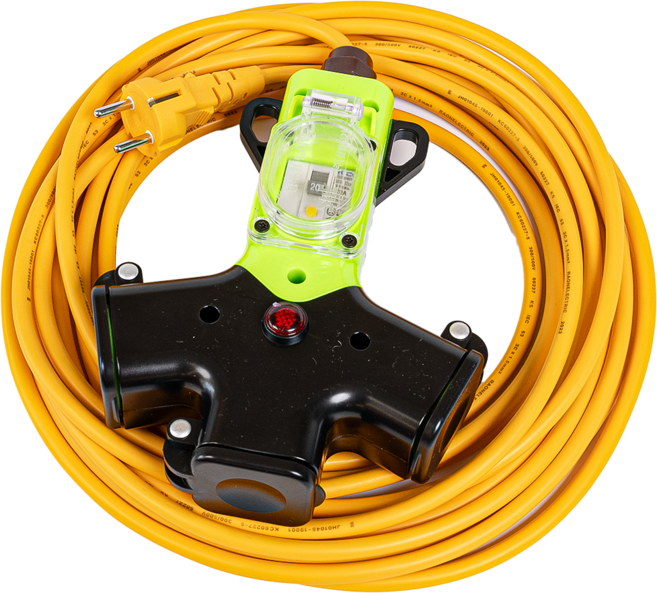 방우 전기 콘센트 3구 산업용 캠핑용 누전차단 멀티탭 작업선, 1개, 10m, 녹색