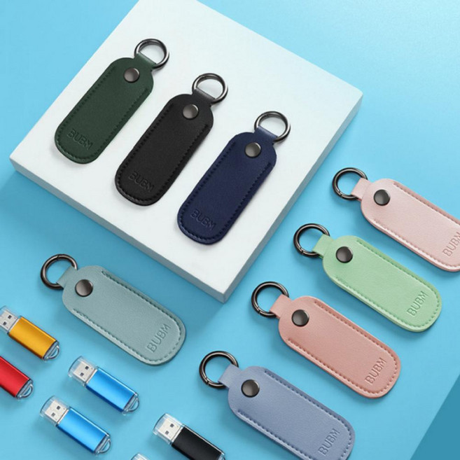 USB 저장장치 전용 수납 휴대 가죽 미니 파우치 키링 가죽케이스 메모리카드 은행 OTP 보안카드 키홀더, USB파우치키링, 민트