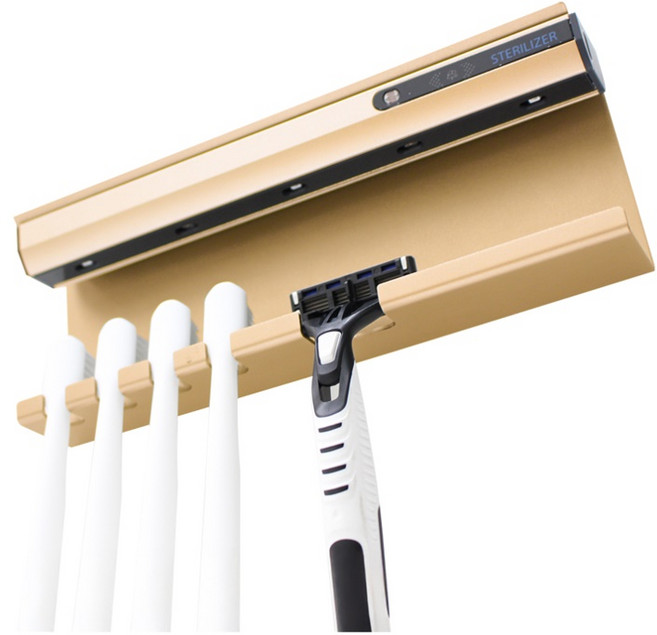 국내생산 무선 탈부착 칫솔살균기 면도기소독기 (세척가능) 유비세이프 HS-200 루미너스, 골드, 1개