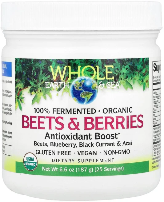 내추럴팩터스 Natural Factors 비트 앤 베리 Antioxidant Boost 파우더 187g 식이섬유 칼슘 철분 칼륨 블루 라즈 아사히 블랙커런트 베리 딸기, 1개 - 쿠팡