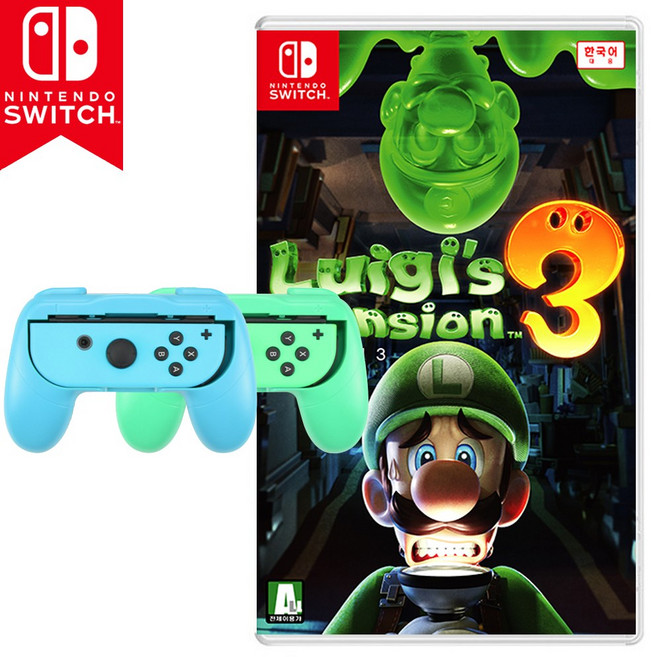 닌텐도 스위치 루이지맨션3 그립세트 선택 한글 새제품 칩 팩, 루이지맨션3+동물의숲 미니그립