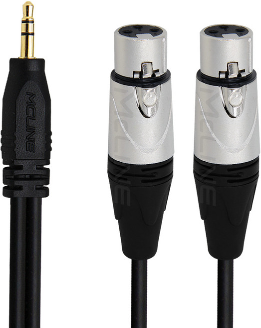 맥라인 2 XLR (Female) to 3.5mm 스테레오 캐논 Y 변환 오디오 음향 케이블 AUX 스피커 앰프 믹서 연결선 McLine MC-HA47, 5m, 1개