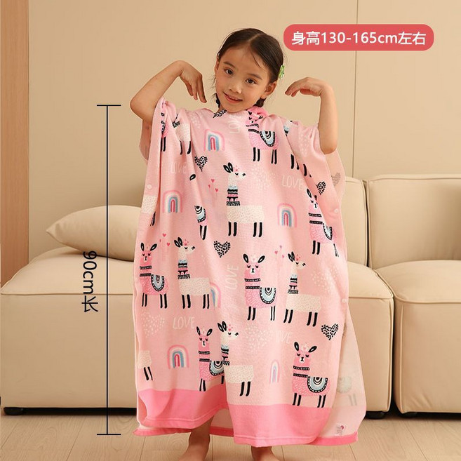 MAGIC BEAN 卡通兒童浴巾斗篷浴袍, 1個, 加大羊駝身高130-165cm