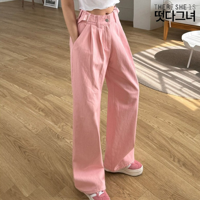 떳다그녀 (기획)애쉬 핀턱 와이드 팬츠 3단기장