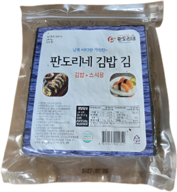 판도리네 잘 안터지는 두번구운 김밥김100매240g, 1개, 240g