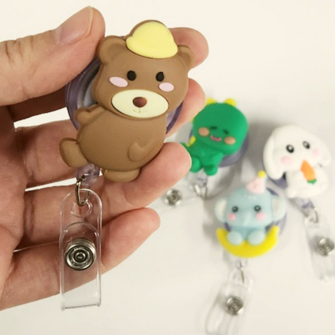 간호사 캐릭터 릴홀더 이름표 클립 사원증 출입증, 곰