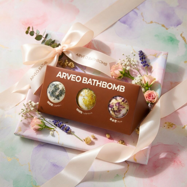 배쓰밤 입욕제 미니배쓰밤 3구 선물세트 210g, 로즈 카렌둘라 라벤더 (set)