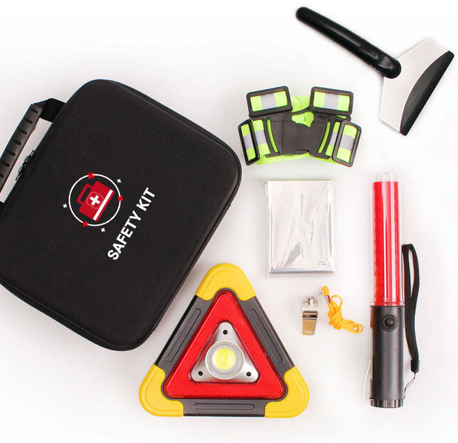자동차 안전 키트 LED 안전삼각대 경광봉 차량안전용품 세트 2차사고예방, 5종, 1개