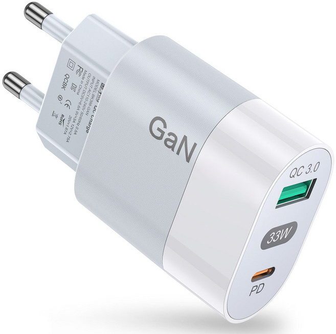 33W 2포트 USB+PD QC3.0 초고속 가정용 충전기 CDT104, 1개, 흰색