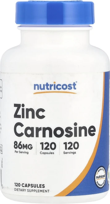 Nutricost 아연카르노신 86mg 캡슐 120정, 1개 - 쿠팡