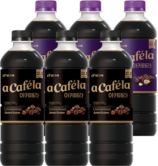 빙그레 아카페라 1리터 (아메리카노 3P +헤이즐넛 3P), 1L