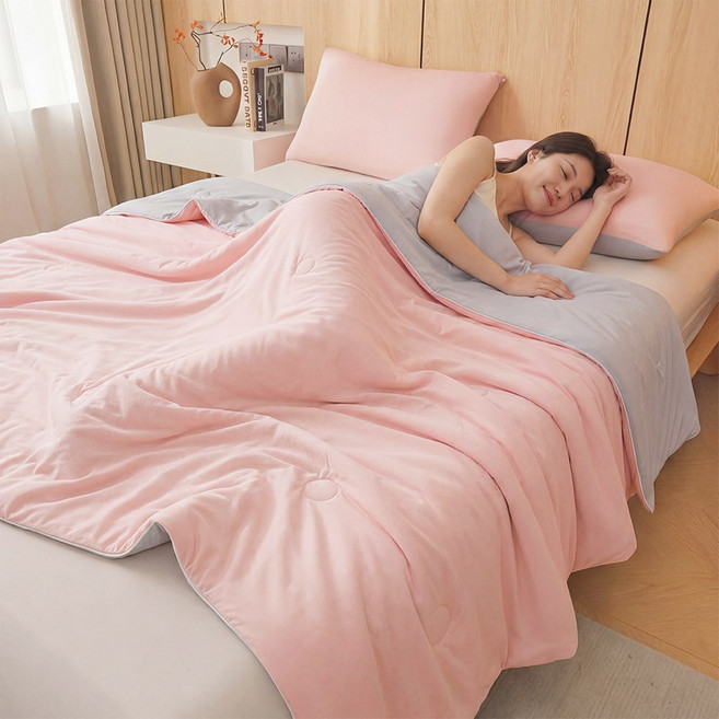 즈이리빙 냉감 쿨링 소재 여름 이불 양면 사용 가능, 핑크