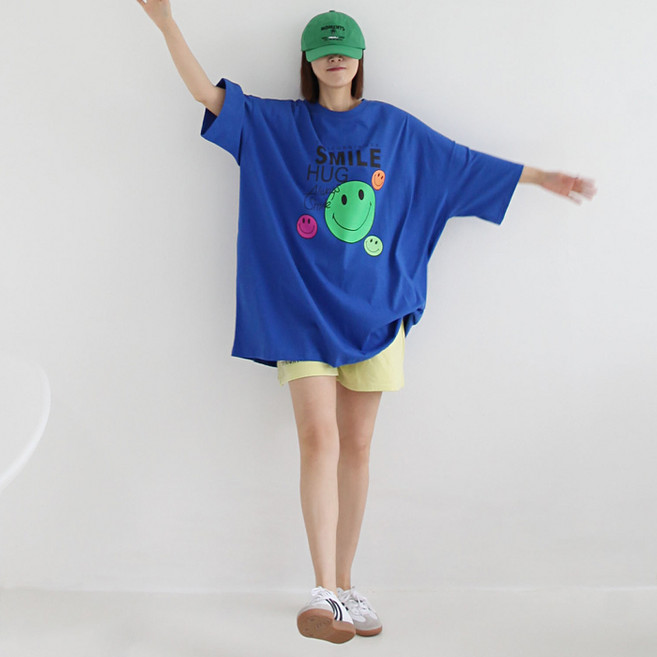 애플망고옷장 빅사이즈 반팔 슈퍼스말 롱티셔츠 여름 오버핏 롱박스티셔츠