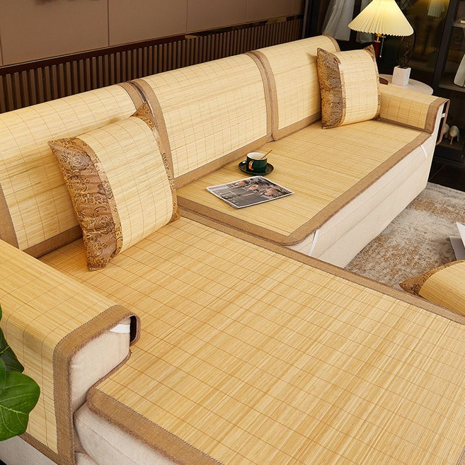 쇼파 대자리 매트 대나무 여름방석 침대 쿨 소파패드, 60x60cm, 대나무 예술 - 트루 컬러