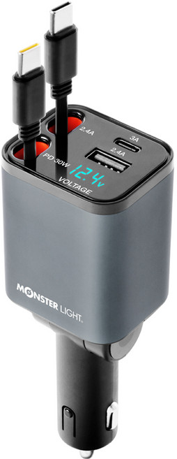 MONSTER LIGHT 엑셀 동시 4대충전 초소형 릴타입 차량용 시거잭 PD45W 초고속충전기 C타입