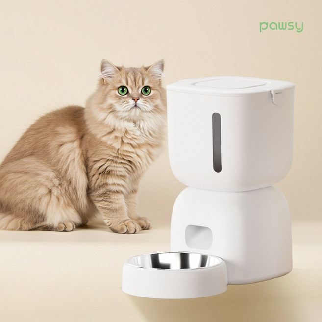 파우시 강아지 고양이 자동급식기 3L, 화이트, 1개