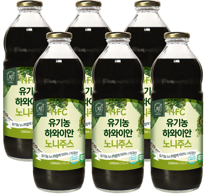 NFC 유기농 하와이안 노니 주스 1000ml, 1L, 6개