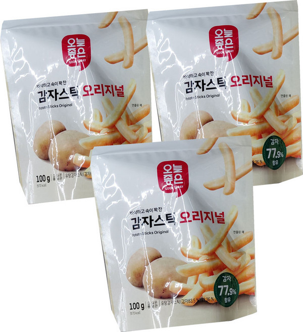 오늘좋은 바삭하고 속이 꽉찬 감자스틱 오리지널, 3개, 100g