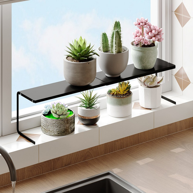 주방 선반 정리함 슬림형 길이 조절이 가능한 다용도 주방수납 정리선반 슬림 양념선반, 블랙, 1개